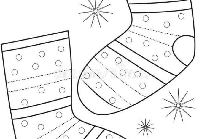 Desenli Yılbaşı Çorapları Boyama Sayfası