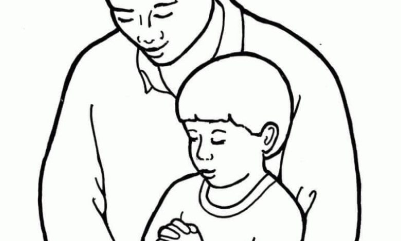 Baba ve Çocuk Boyama Sayfası Duygusal Anlar İçin Boyama Etkinliği